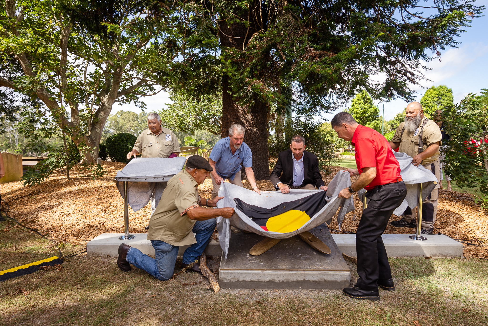Unveiling of the Butchulla Warriors' Memorial. Photo: Jessica Cook
