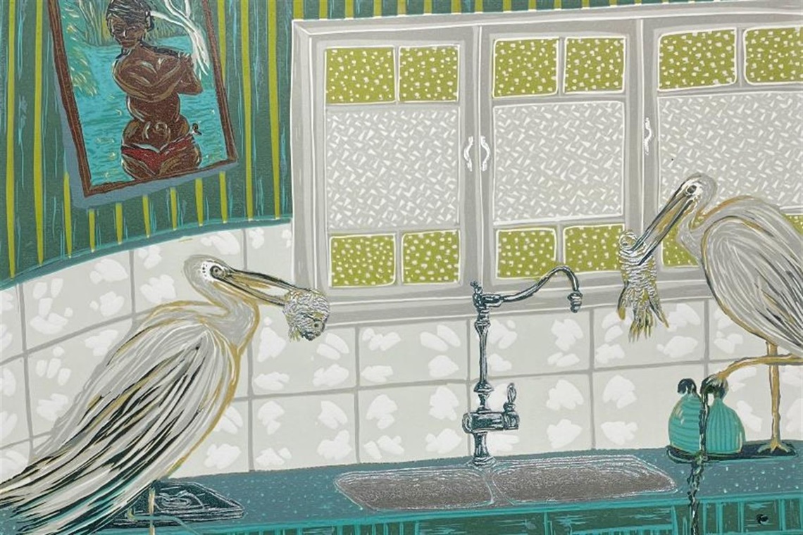 Kaz Stanton_Water Nymph_reduction lino print on arches 88 paper