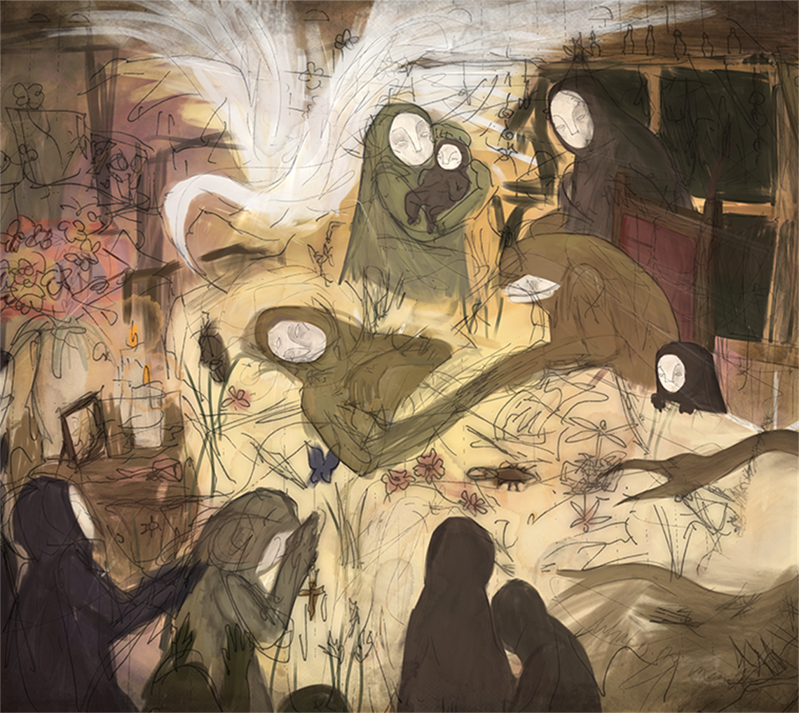 Halle Bryant (Aldridge State High School), A Question of Meaning on the Death-bed of Life, digital illustration