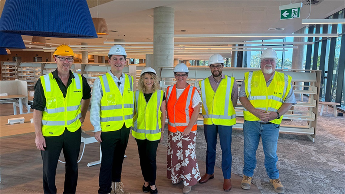 Hervey Bay Community Hub group photo inside new library space