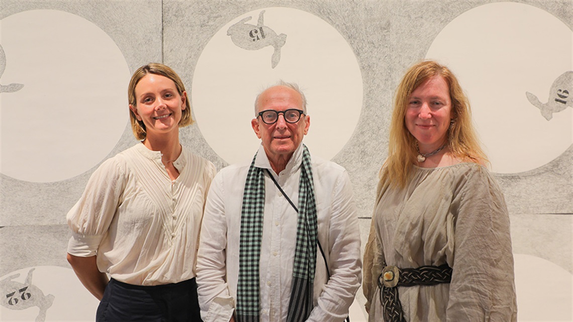From left to right: HBRG Director Sarah Thomson, local artist Colin Reaney, and Queensland artist Anastasia Klose.