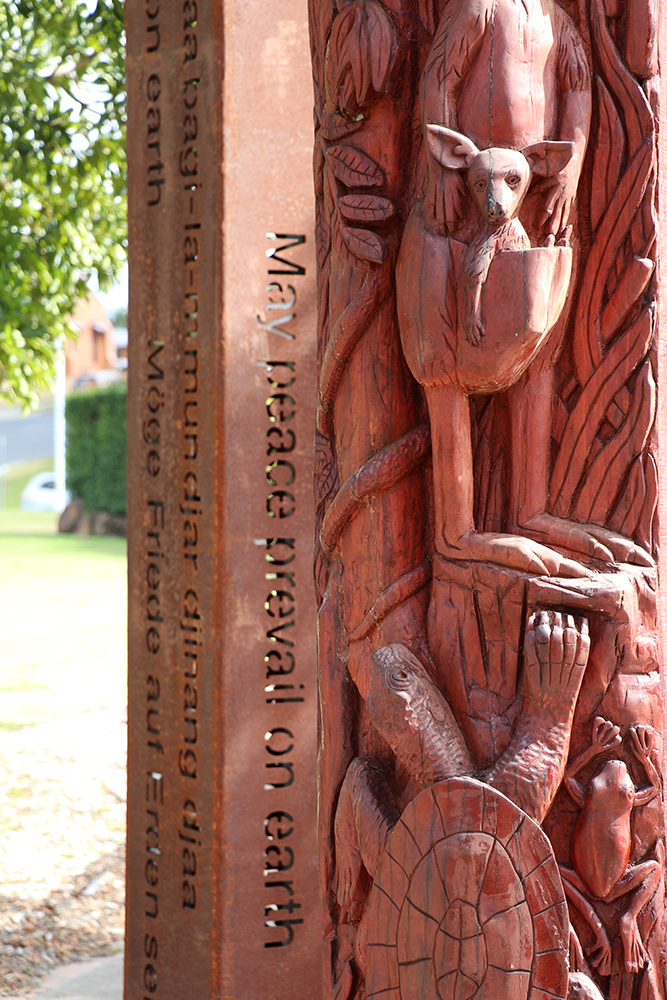 Installation detail of Maryborough Peace Pole. Photo: Amanda Kratzmann