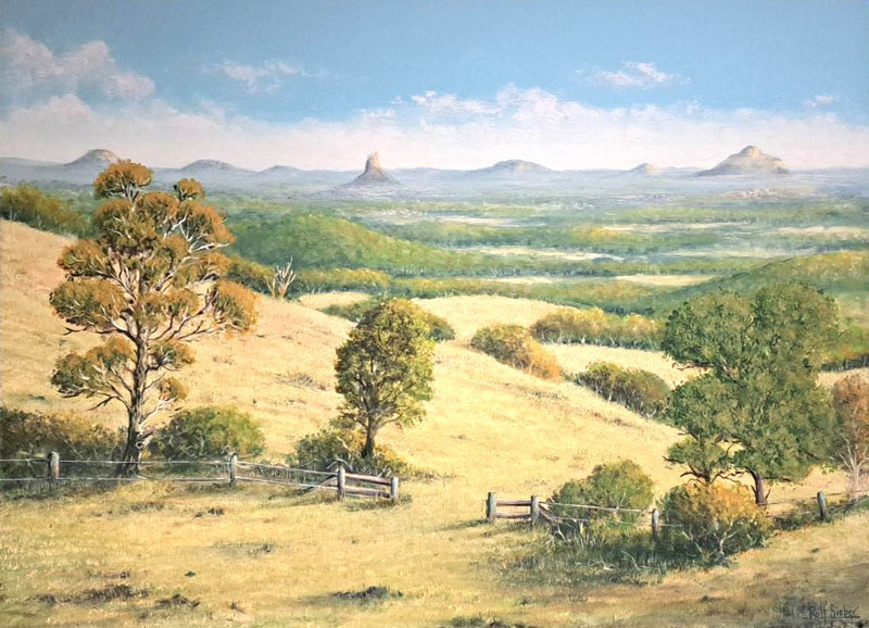 HBAS 2025 -Landscape &amp; Seascape - Second Prize - Rolf Sieber, 'Glasshouse Mountains View', Acrylic