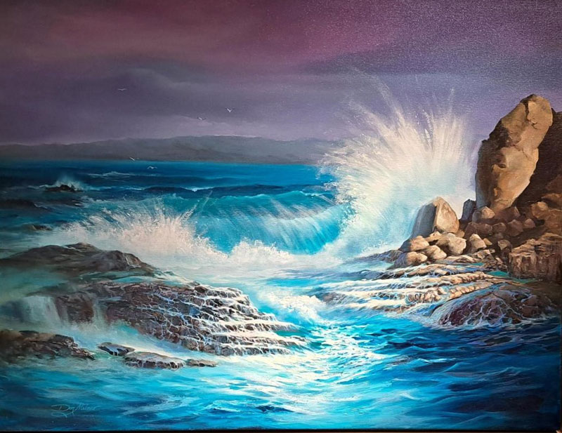 HBAS 2025 -Landscape &amp; Seascape - Highly Commended Prize - Don Milner, 'Crashing Wave', Acrylic