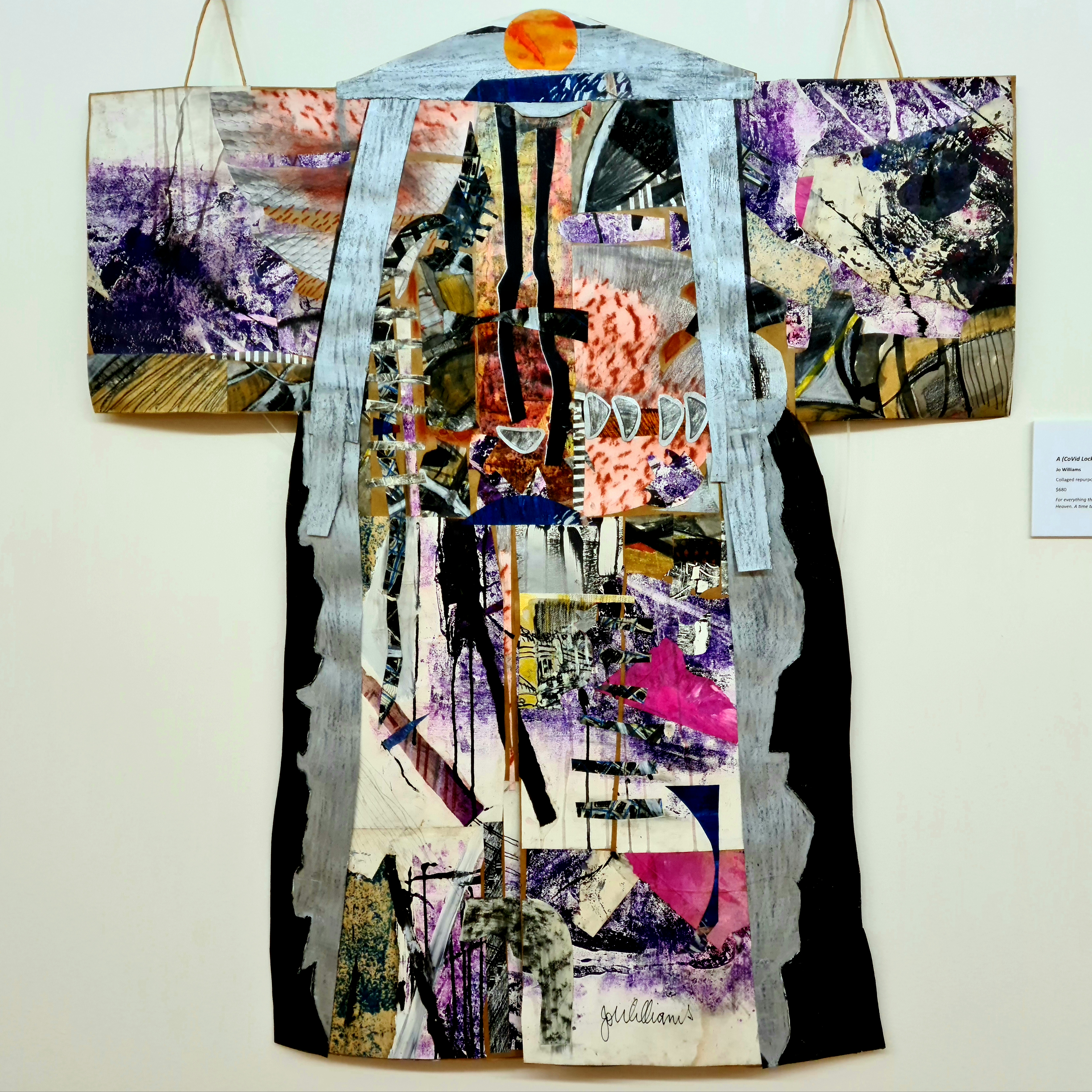 All Seasons Coat (CoVid lockdown series) Collaged repurposed drawings and monoprints on heavy craft paper. For everything there is a season, a time for every activity under Heaven. A time to be born and a time to die. Ecclesiastes 3:1-8