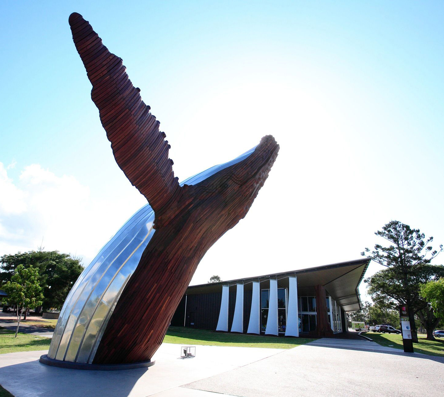 Hervey Bay Regional Gallery with Nala the Whale Statue in foreground