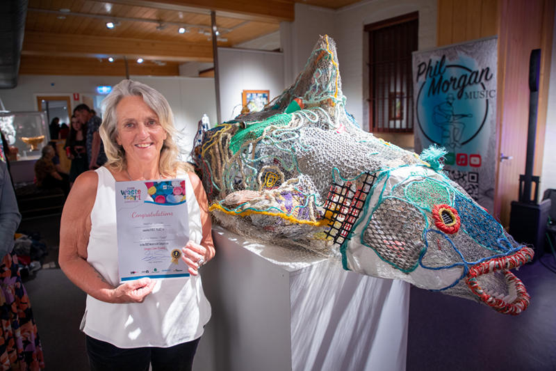 artisan - EXHIBITION  Wobbegong Shark, currently exhibited in the 3rd  Tamworth Textile Triennial at artisan, is just one of the marine-inspired  art pieces created from recycling abandoned fishing nets as part