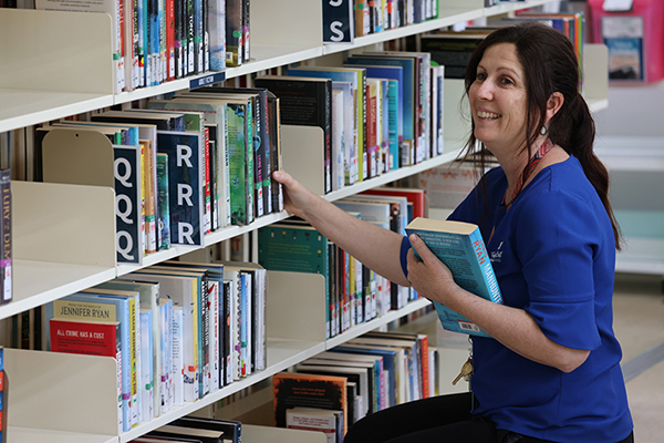 Inside Hervey Bay's pop-up library.