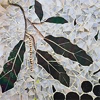 ‘Bauple Nut’s mosaic
(stained glass and beads) created and donated
by Carol Moss 2023.